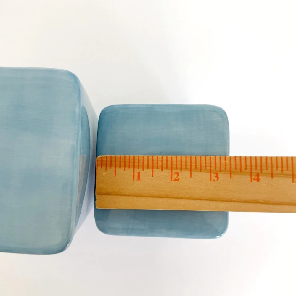 Pottery Barn Ceramic Canister Aqua Blue Vanity Jar Storage Container Set Of 2